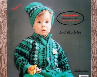 Magazine Tricots chics collection reliée / Baby chéri 150 modèles, tricot vintage, catalogue tricot, magazine tricot, patron crochet, bébé