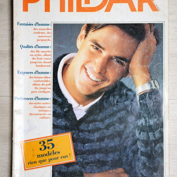 Magazine Phildar mailles 119 / Homme, catalogue Phildar, magazine tricot, catalogue tricot, patron tricot, tricot homme, tricot vintage