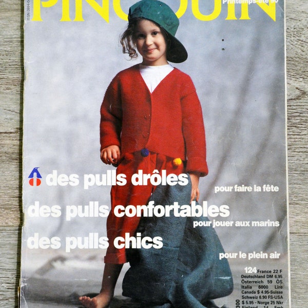 Penguin Magazine 124 / Spring-summer 90, vintage knitting, children's knitting, knitting pattern, children's sweater, knitting explanations, knitting magazine