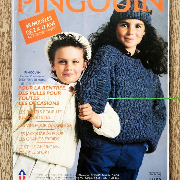 Penguin 88 knitting magazine / Children, knitting catalog, knitting pattern, children's knitting, vintage knitting, children's sweater; knitted accessories