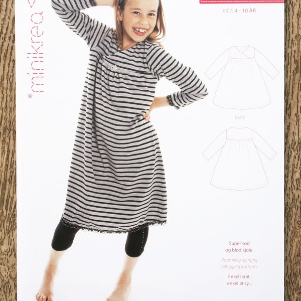 Minikrea 30003 sewing pattern pouch / Children's dress 4-10 years old, dress pattern, child's pattern, tunic pattern, striped dress, long dress pattern