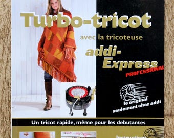 Addi Turbot Knitting Magazine with the Addi-Express Knitting Machine, knitting instructions, knitted poncho, knitted cushion