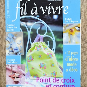 Magazine De fil en aiguille numéro spécial fil à vivre 1, magazine broderie, grilles broderie, revue broderie, magazine point de croix image 1