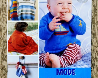 Knitting fashion booklet for boys, knitting catalog, knitting pattern, children's knitting, baby slippers, pirate sweater, baby hat, baby mittens