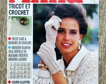 Magazine Anna Burda ouvrages manuels 4/1992, Burda magazine, patron broderie, tricot vintage, pull vintage, patron crochet, nappe brodée