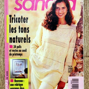 Magazine tricot Sandra 92 / Mars 1992, catalogue tricot, tricot vintage, pull jacquard, tricot femme, tricot enfant, patron tricot