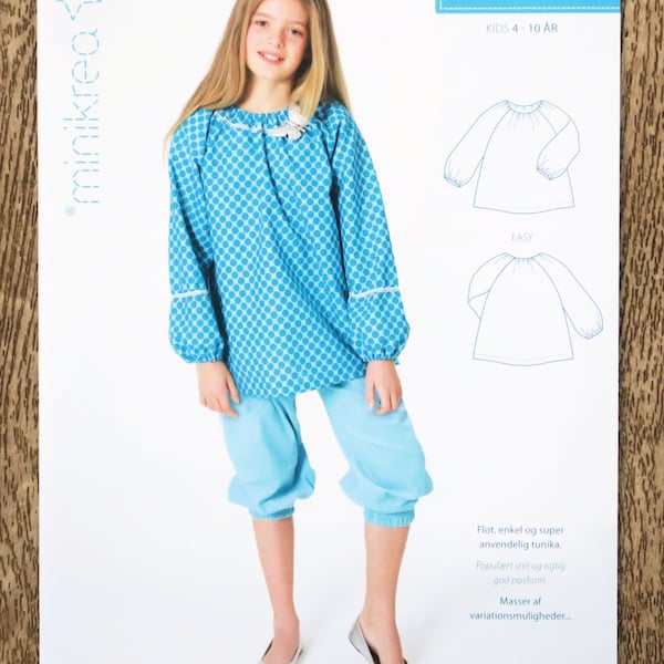 Minikrea sewing pattern pouch 30200 / Child tunic 4-10 years old, tunic pattern, child pattern, child tunic, girl tunic