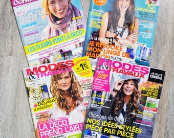 Lot de 4 magazines Modes & travaux, loisirs créatifs, customisation, couture, tricot, crochet, décoration, revues de loisirs créatifs