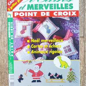 Magazine Mains et merveilles 39, magazine de broderie, magazine de point de croix, broderie de Noël, décoration de Noël, Père Noël brodé