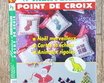 Magazine Mains et merveilles 39, magazine de broderie, magazine de point de croix, broderie de Noël, décoration de Noël, Père Noël brodé