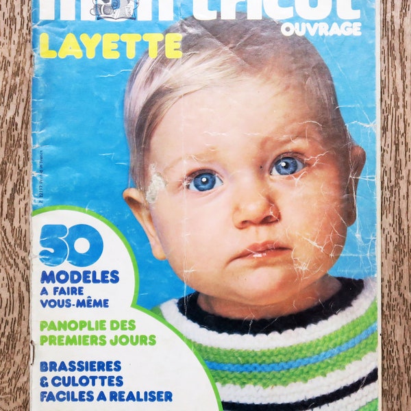 Magazine Mon tricot ouvrage M119 / Layette, magazine tricot, catalogue tricot, tricot vintage, pull bébé, tricot layette, gilet bébé