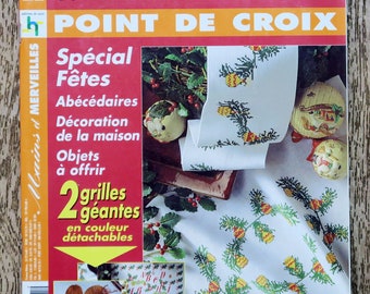 Magazine Mains et Merveilles 27 / Spécial fêtes, magazine de broderie, magazine de point de croix, grille point de croix, broderie de Noël