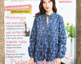 Magazine fait main pas à pas 434 de mars 2018, magazine couture, magazine tricot, patron couture, patron femme, patron enfant, tricot bébé