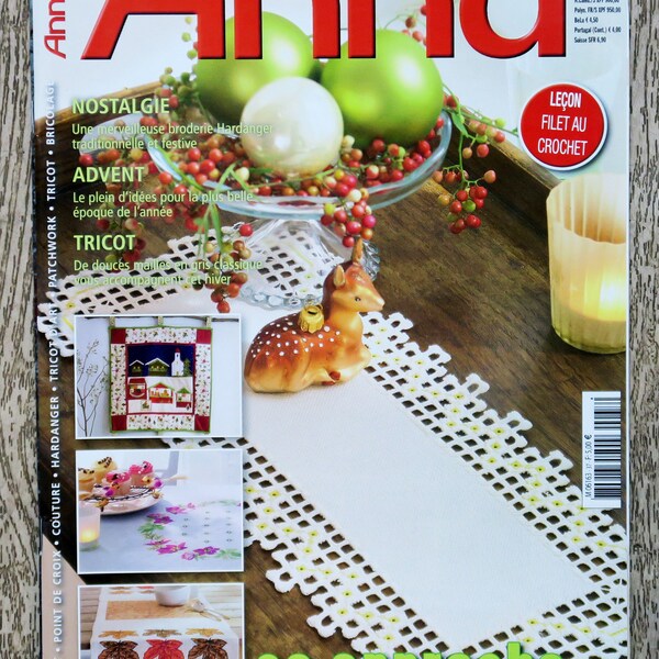 Magazine Anna Burda ouvrages manuels 11/2010, Burda magazine, patron broderie, nappe brodée, broderie de Noël, doudou en crochet, hardanger