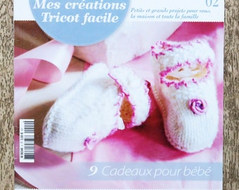 Livre Mes créations Tricot facile 02 / 9 cadeaux pour bébé, livre tricot, tricot enfant, accessoires tricotés, jouet au tricot, doudou