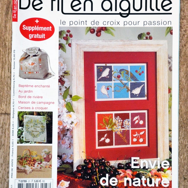 Magazine De fil en aiguille 37 / Envie de nature, magazine embroidery, embroidery grids, embroidery review, Cross stitch magazine