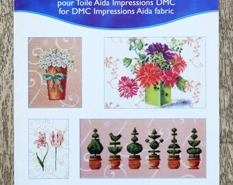Stickbogen DMC Kreuzstich 9607L/22, Stickmuster, Naturstickerei, Blumenstickerei, Gartenstickerei, Blumenstraußstickerei