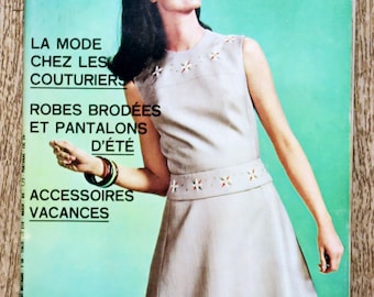 Modes & Travaux tidskrift 821 / maj 1969, vintage stickning, vintage virkning, sticktidning, stickkatalog, vintage babykläder