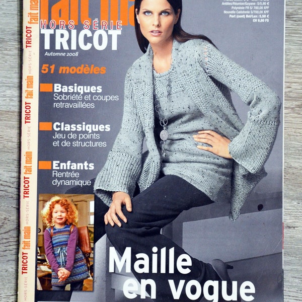 Magazine Fait main Tricot Hors série 9 / Automne 2008, patron tricot, explications tricot, tricot femme, tricot automne, pull femme