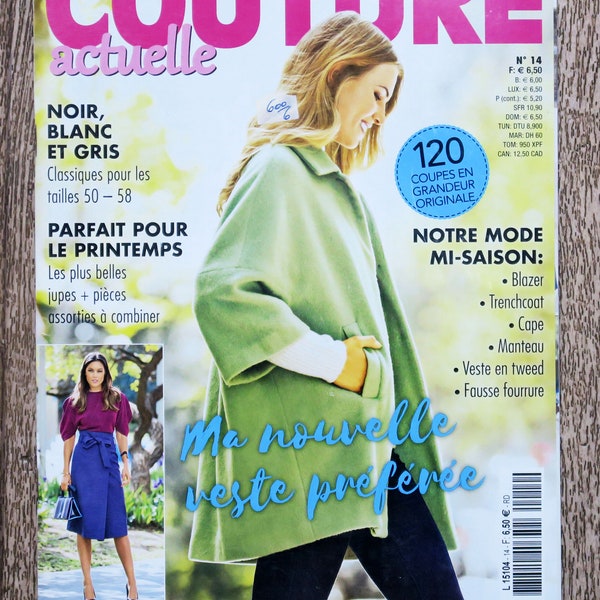 Magazine Couture actuelle 14 / Printemps, magazine couture, patron couture, patron blazer, patron cape, patron manteau, patron jupe