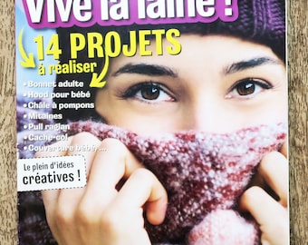 Magazine Vive la laine / 14 projets, magazine tricot, patron tricot, accessoires tricotés, tricot hiver, châle en tricot, bonnet en tricot