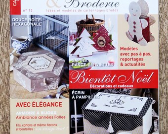 Magazine Passion fil / Cartonnage & broderie 13, magazine broderie, grille point de croix, broderie de Noël, technique cartonnage