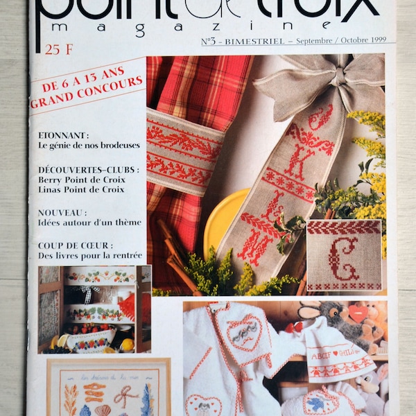 Point de croix magazine 3, magazine de broderie, magazine point de croix, broderies fleurs, broderie abécédaire, broderie marine, lettres