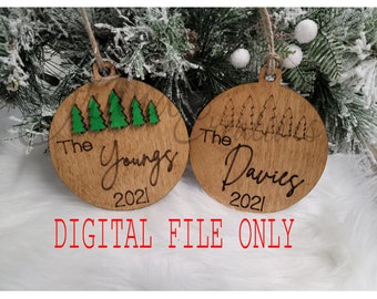 SALE!!! Tree personalized ornament svg, Christmas svg, laser christmas, glowforge, laser, DIGITIAL ONLY