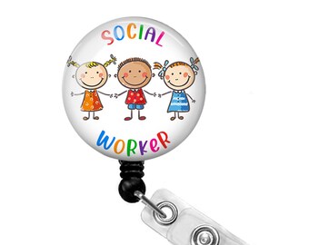 Hospital Staff Gift MSW Badge Reel Social Worker Id Holder Rhinestone Badge Reel Social Worker Retractable Badge Reel