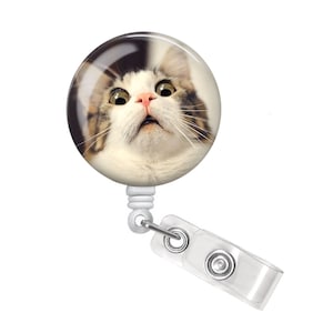 Startled Cat Badge Reel - Scared Cat Badge Reel - Funny Cat Badge Reel - Big Eyes Cat Badge Reel - Scared Cat Badge Holder - Cat Badge Reel