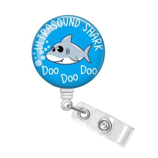 Sonographer Badge Holder - Ultrasound Badge Reel - Ultrasound Tech Gift - Sonographer Badge Reel - Ultrasound Technician - Shark Badge Reel