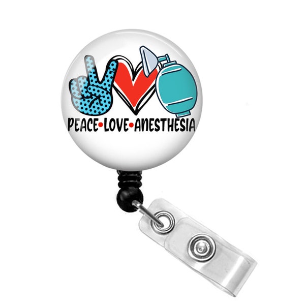 Anesthesia Badge Reel - Anesthesiologist Badge Reel - CRNA Badge Reel - CRNA Badge Holder - Anesthesia Badge Holder - Peace Love Anesthesia