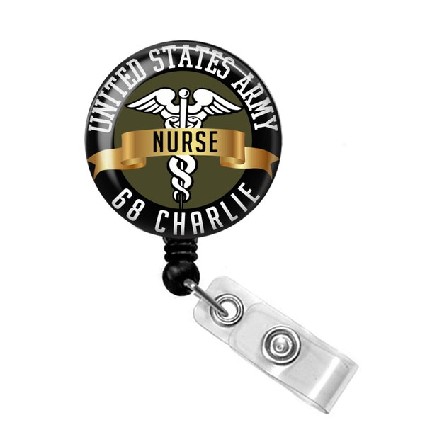 68C Army Badge Reel - Army Badge Holder - U.S. Army Badge Holder - U.S. Army Badge Reel - Army ID Tag - 68 Charlie - Army Nurse Badge Reel