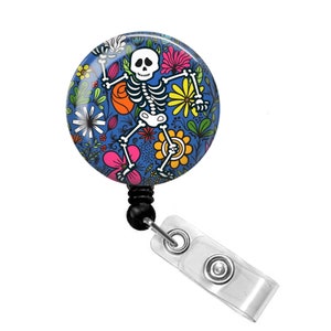 Rad Tech Badge Holder - Radiology Badge Reel - X-ray Tech Gift - Rad Tech Gift - Xray Tech Badge Reel - Skeleton Badge Reel - Floral