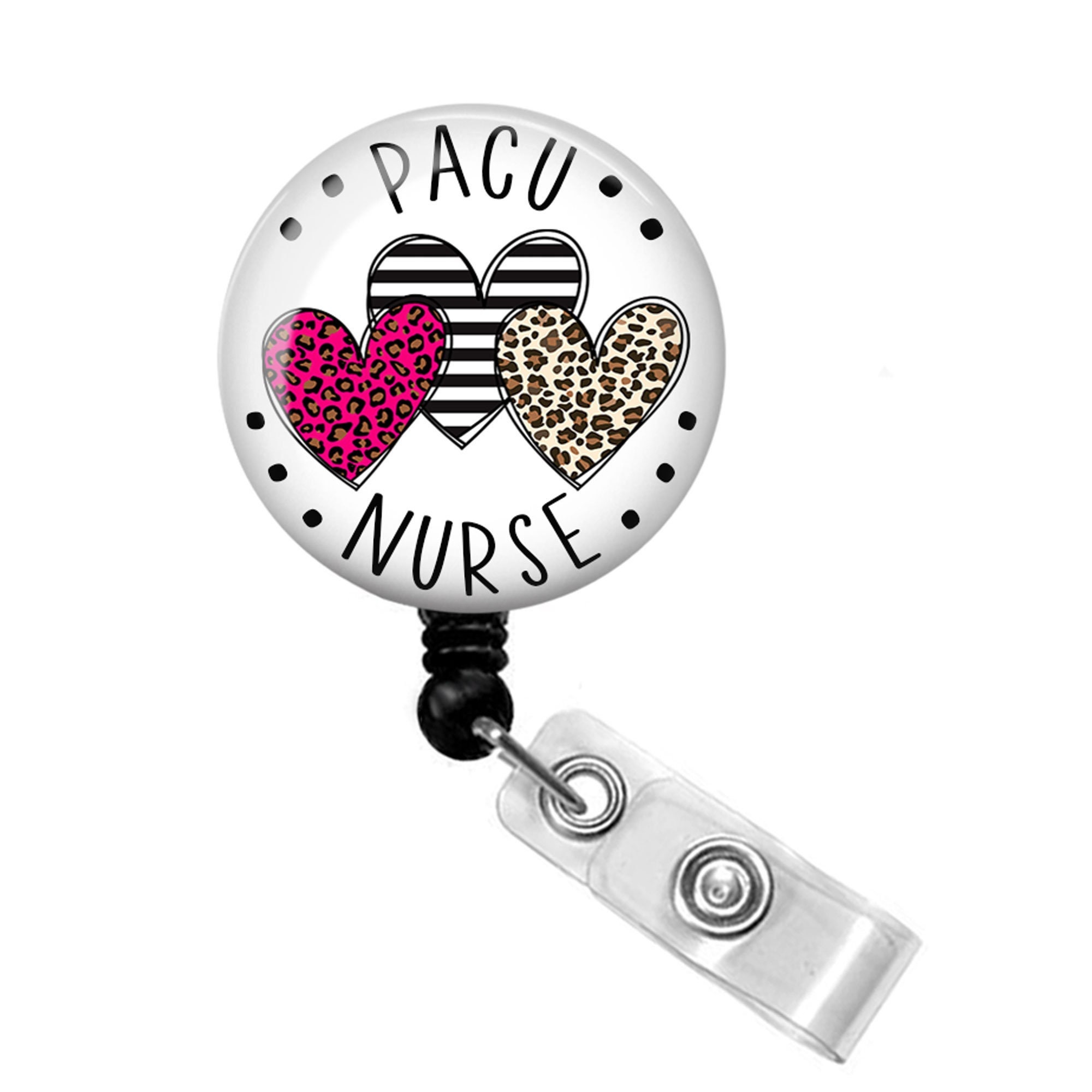 PACU Nurse Badge Reel - PACU Nurse Badge Holder - Hearts Badge Reel -  Hearts Badge Holder - Nurse Gift