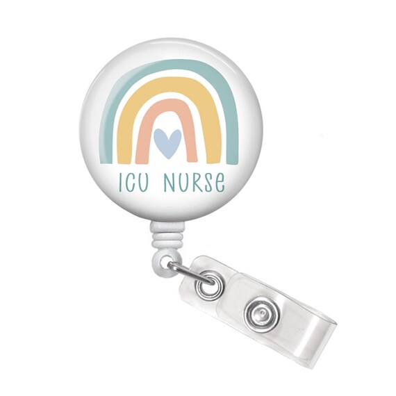 ICU Nurse Badge Reel ICU Nurse Badge Holder Rainbow Badge Holder