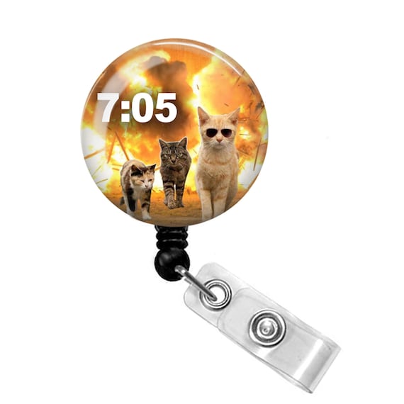 Shift Change Badge Reel Funny Nurse Badge Reel Cat Fire Badge Reel