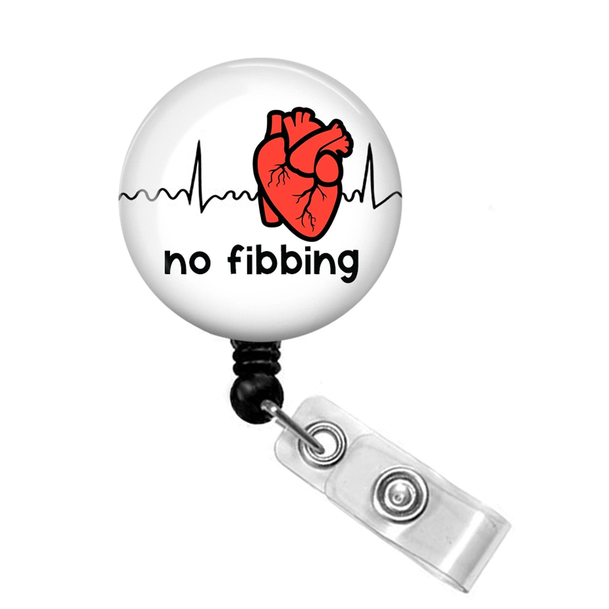 No Fibbing Badge Reel Cardiac Nurse Badge Holder Cardiac Nurse Badge Reel  Afib Heart Rhythm ECG EKG -  Canada