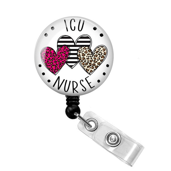 ICU Nurse Badge Reel ICU Nurse Badge Holder Intensive Care Badge Reel Heart Badge  Reel ICU Nurse Gift Nurses Week 