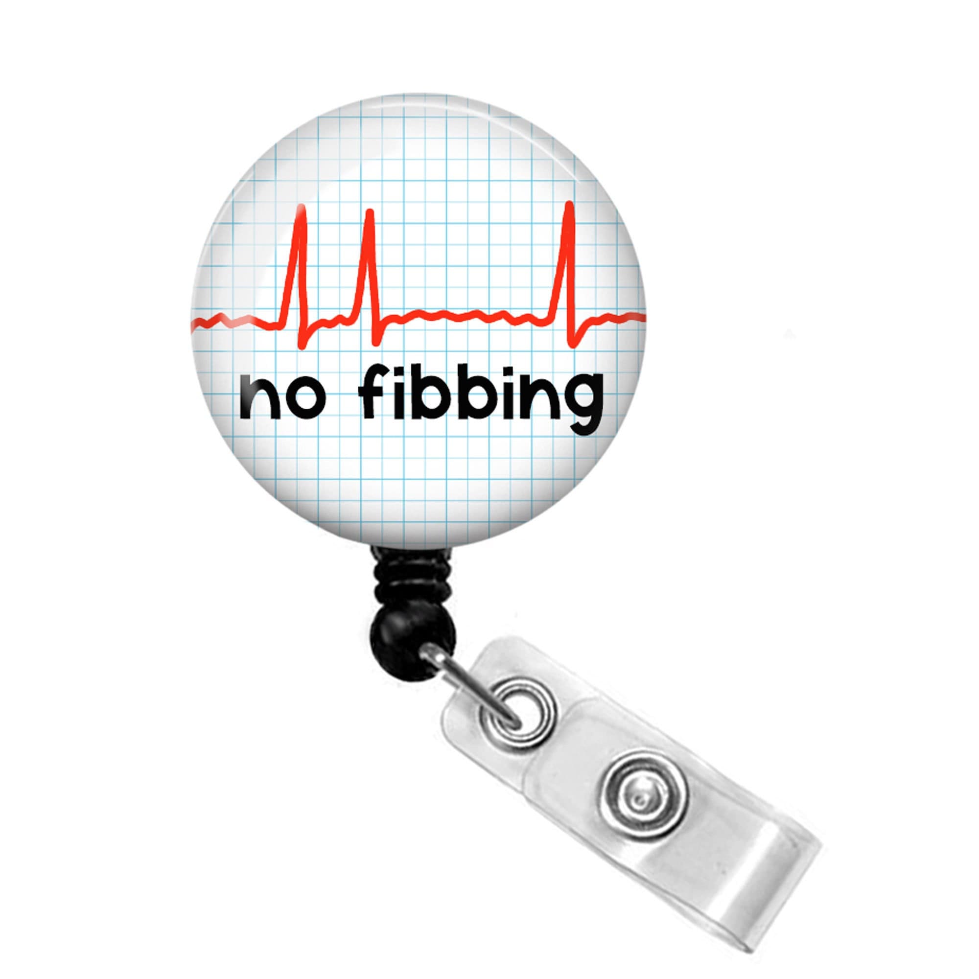 No Fibbing Badge Reel Cardiac Nurse Badge Holder Cardiac Nurse Badge Reel I  Fib a Little Afib Heart Rhythm ECG EKG -  Denmark