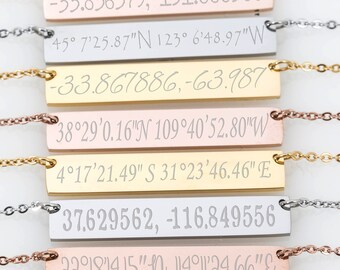 Latitude Longitude, Coordinate Necklace Coordinates Necklace GPS 1st 5th 10th 50th Anniversary gift Long Distance Gift 10th Year Anniversary