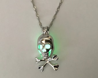 Glow Skull and Crossbones Necklace Pirate Caribbean Necklace Disney Gift