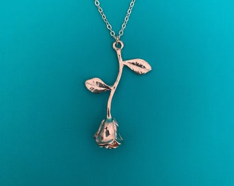 Belle Rose Pendant Rose Gold Tone Necklace / Disneyland Disney World Gift