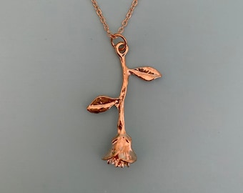 Belle Rose Pendant Gold Tone Necklace / Disneyland Disney World Gift