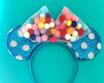 Up Balloons Mickey Ears | Affordable Mickey Mouse Up Carl Ellie Inspired Ears | Glitter Sequin Bow Headband