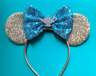 Princess Jasmine Mickey Ears | Affordable Disney Aladdin Genie Inspired Mickey Ears | Aladdin’s Lamp Glitter Sequin Bow Headband
