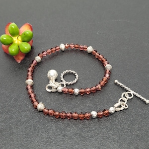 Garnet Bracelet - January Birthstone Bracelet - Garnet and Silver Bracelet - Mozambique Garnet Bracelet