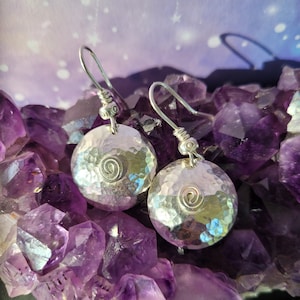 Sterling Silver Domed Earrings - Hammered Sterling Silver Earrings - Silver Disc Earrings