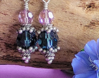 Swarovski earrings, Swarovski Crystal Earrings, Blue Swarovski earrings.