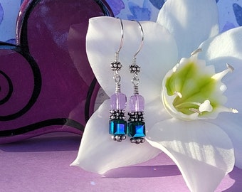 Swarovski Earrings - Swarovski Crystal Earrings - Swarovski crystal cube earrings - Swarovski sterling silver earrings